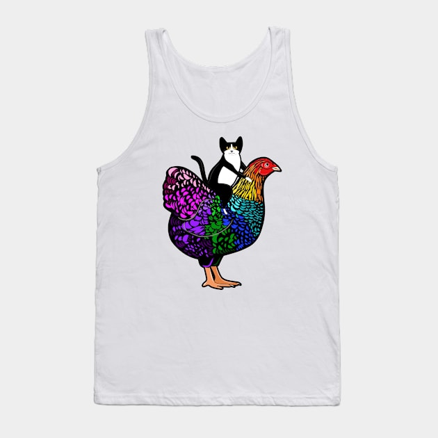 Rainbow Chicken Ride Tank Top by KilkennyCat Art